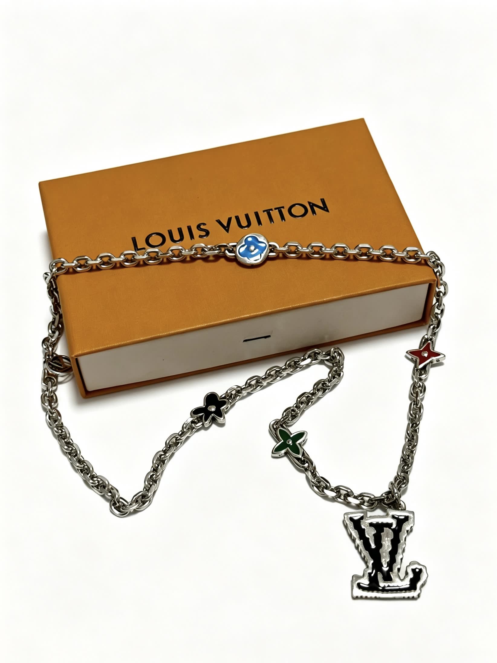 Louis Vuitton Silver Chain with Multicolored Charms